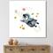 Designart - Little Penguin Flying Stars and Planets I - Farmhouse Canvas Wall Art Print